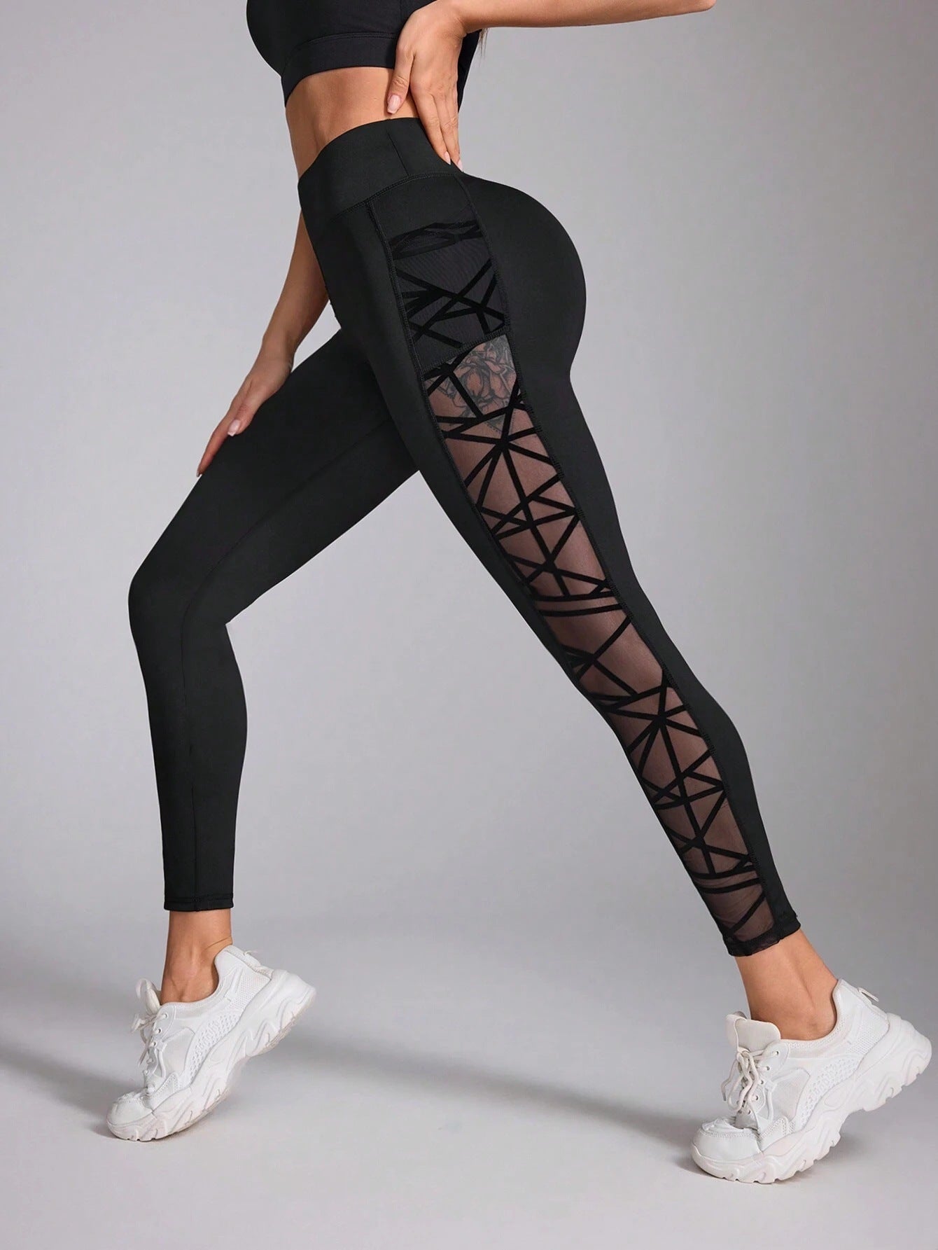 Women's High-Waist Color-Block Slim Fit Yoga Running Leggings