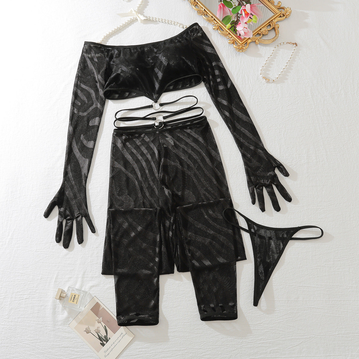 Gina's sexy two-piece mesh