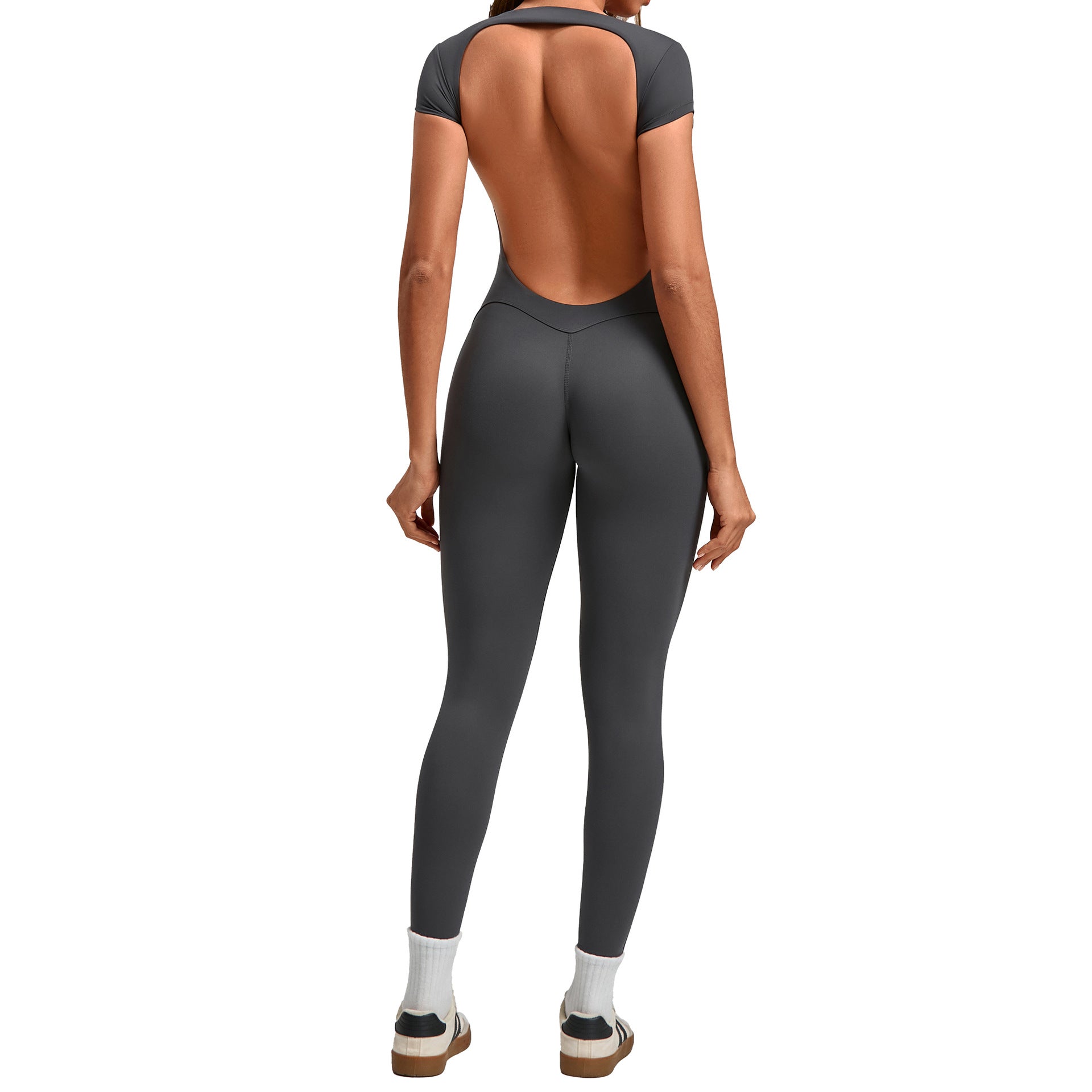 Women's Short Sleeve Backless Slim Fit Yoga Romper 89071