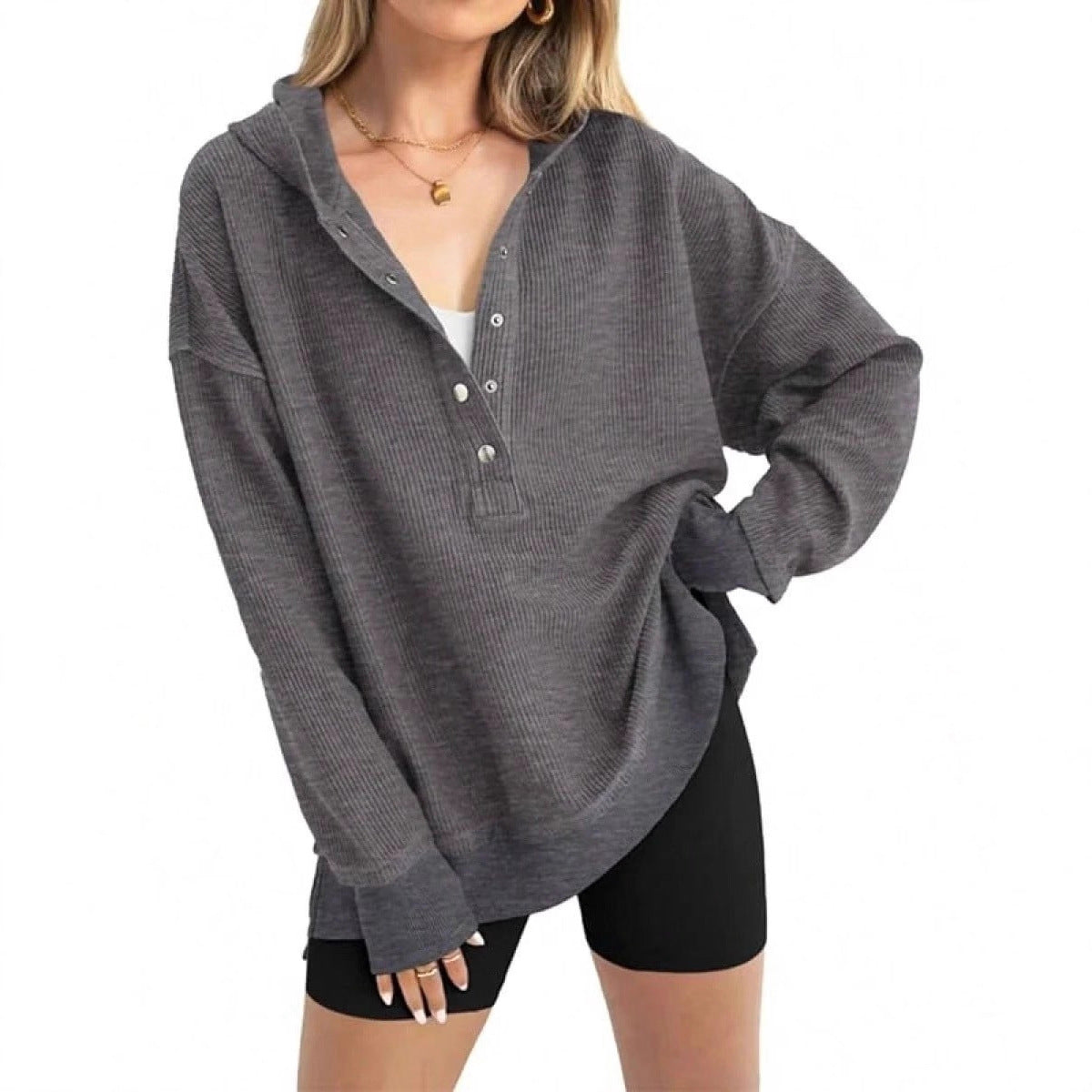 Women's Oversized V-Neck Pullover Sweatshirt