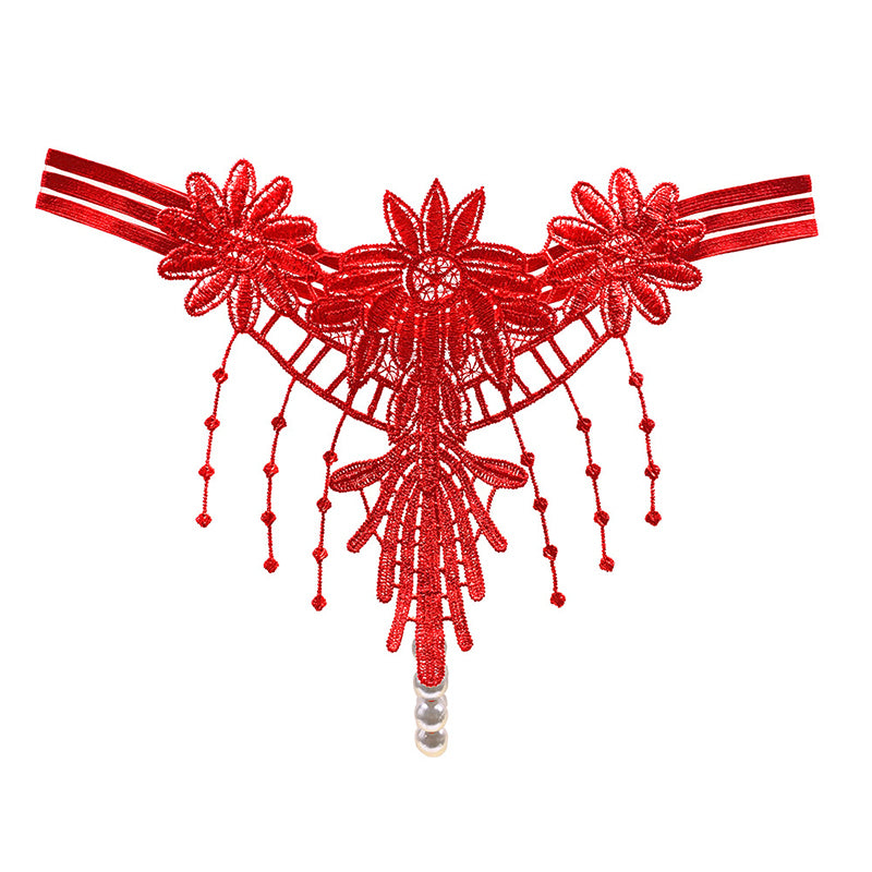 Tassel embroidery temptation hot hollow thong