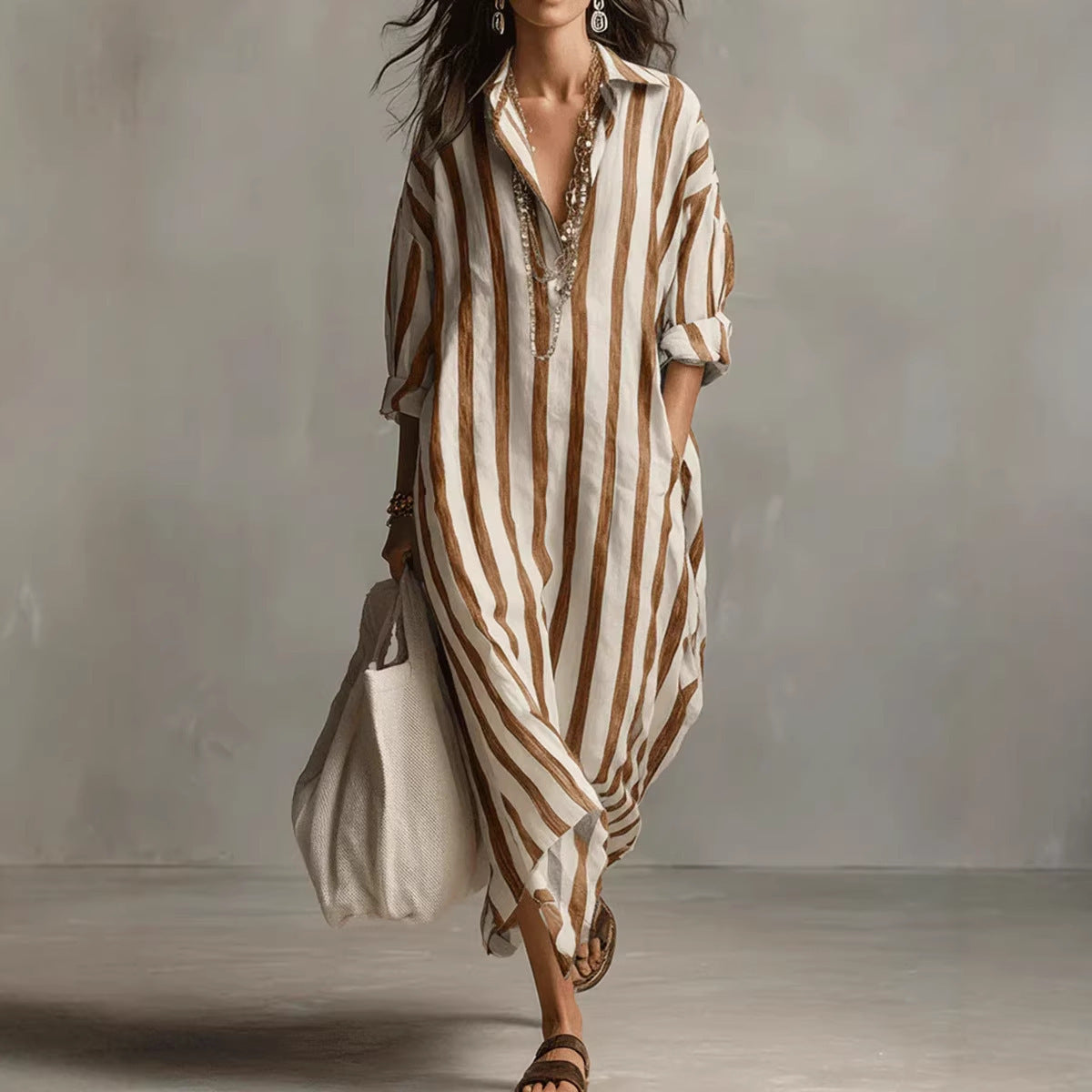LunaFlow™ Striped Shirt Dress