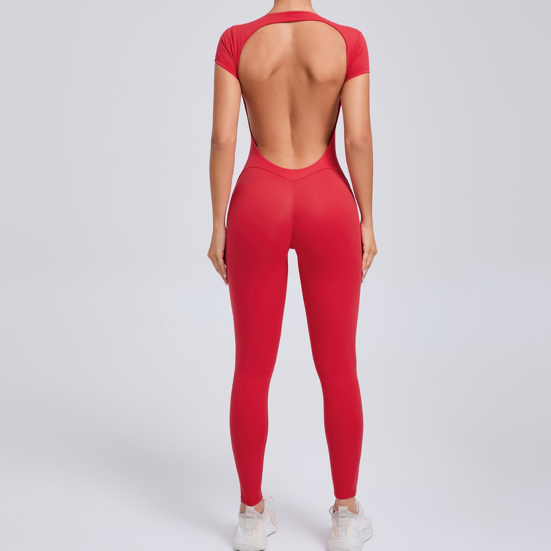 Women's Short Sleeve Backless Slim Fit Yoga Romper 89071