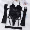 Sexy bodysuit with gloves set