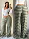 Women's Striped High-Waist Drawstring Wide-Leg Casual Trousers