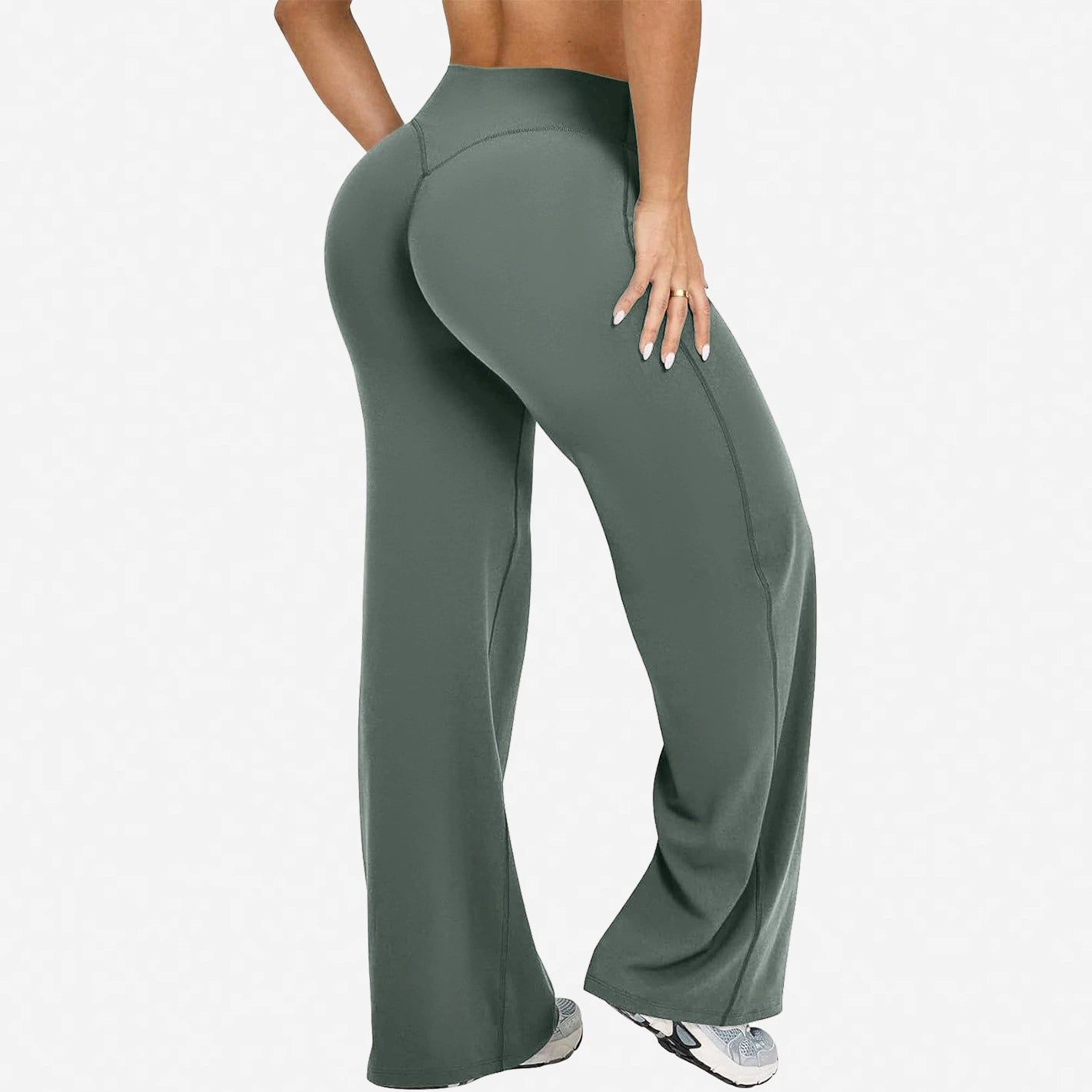 Women's High-Waist Straight-Leg Yoga Pants Breathable Ice-Silk Training Trousers