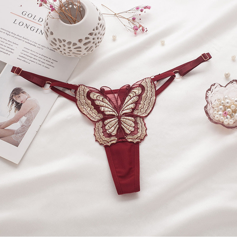 Seamless embroidery thong