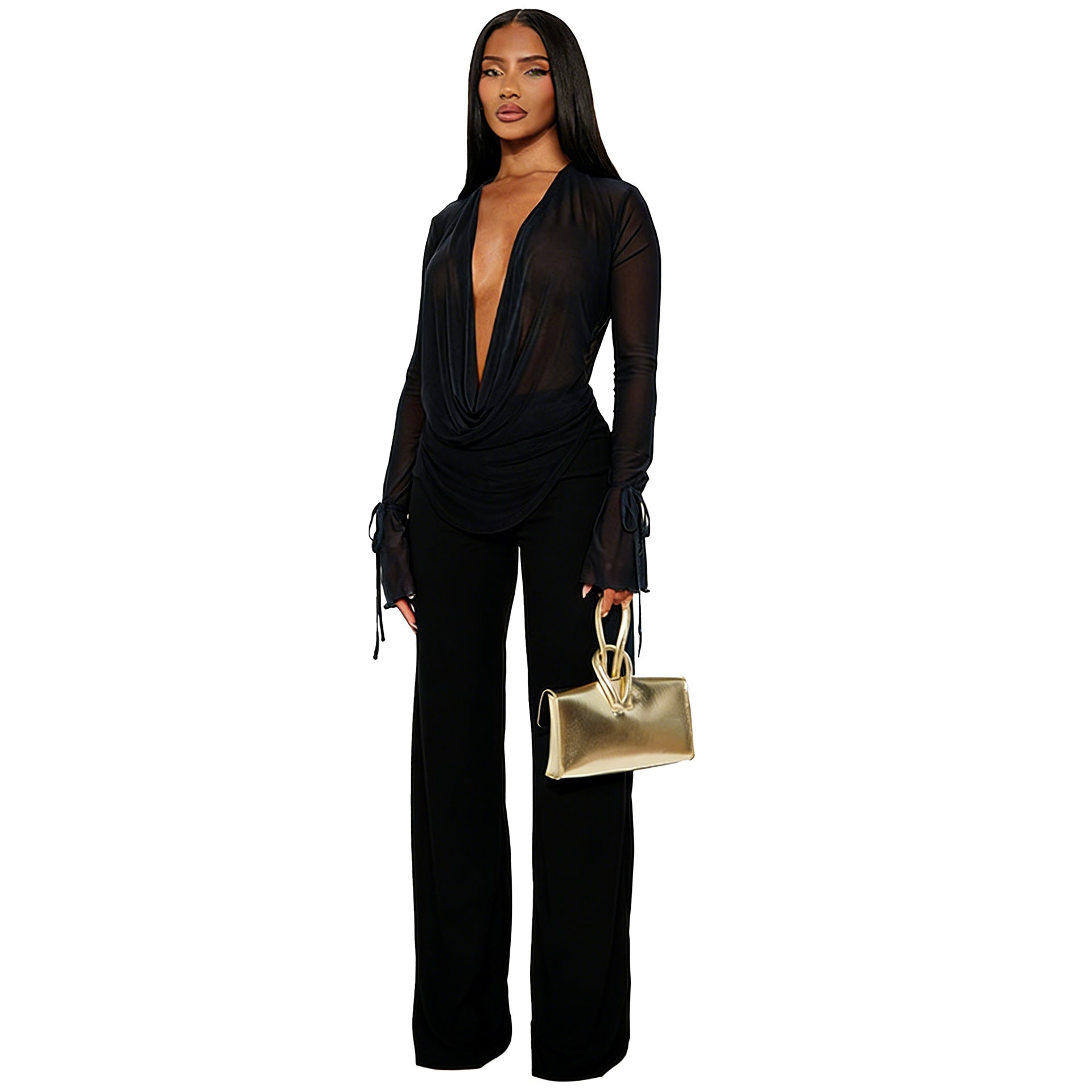 LunaFlow™ Draped Wide Leg Jumpsuit