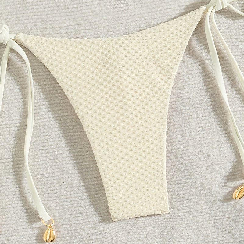 Solid color halter neck two piece bikini