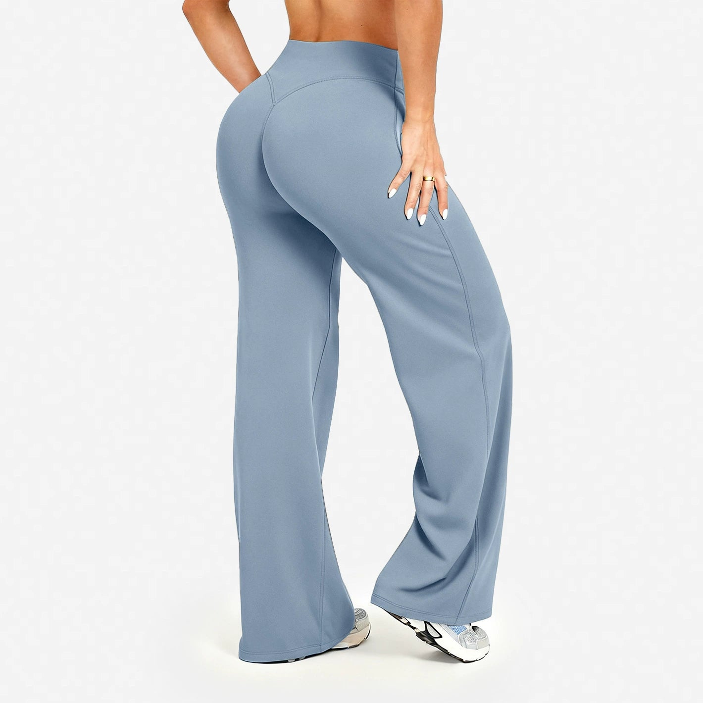 Women's High-Waist Straight-Leg Yoga Pants Breathable Ice-Silk Training Trousers