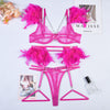 Feather chain lace transparent mesh underwear