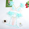 Feather chain lace transparent mesh underwear