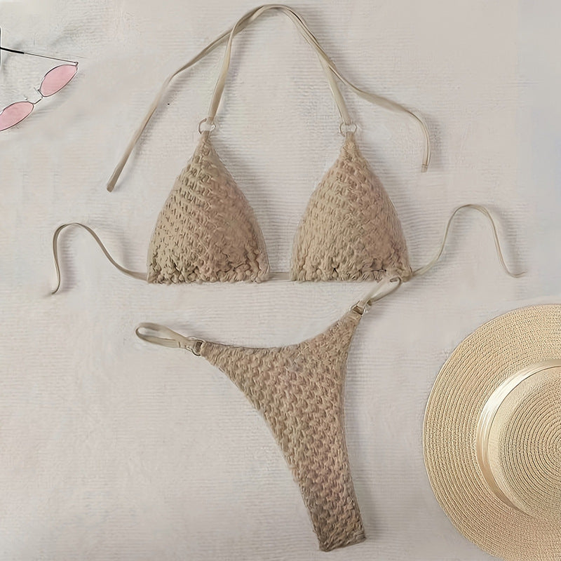 One shoulder solid color swimsuit fashionable swimsuit