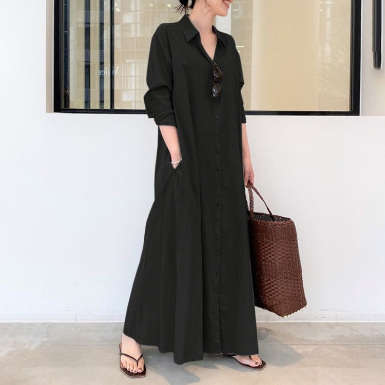 LunaEase™ Elegant Button Down Maxi Dress