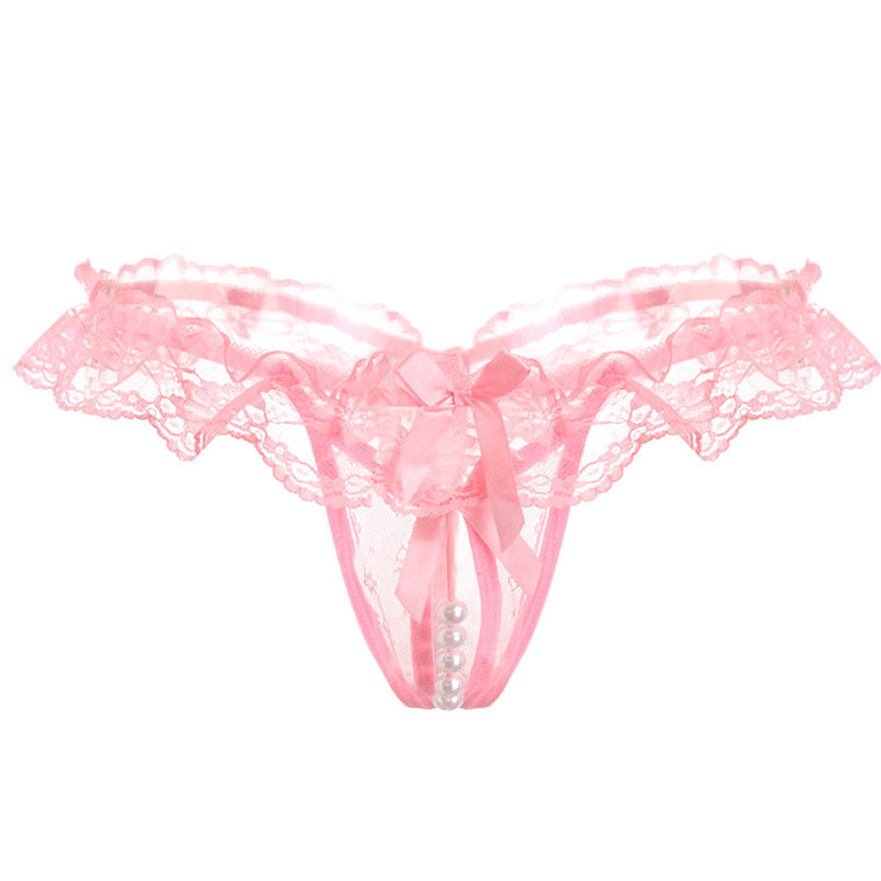 Lace low waist pearl massage panties