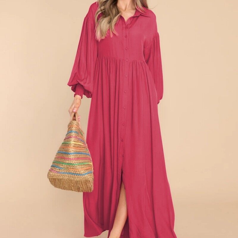 LunaFlow™ Elegant Long Sleeve Maxi Dress