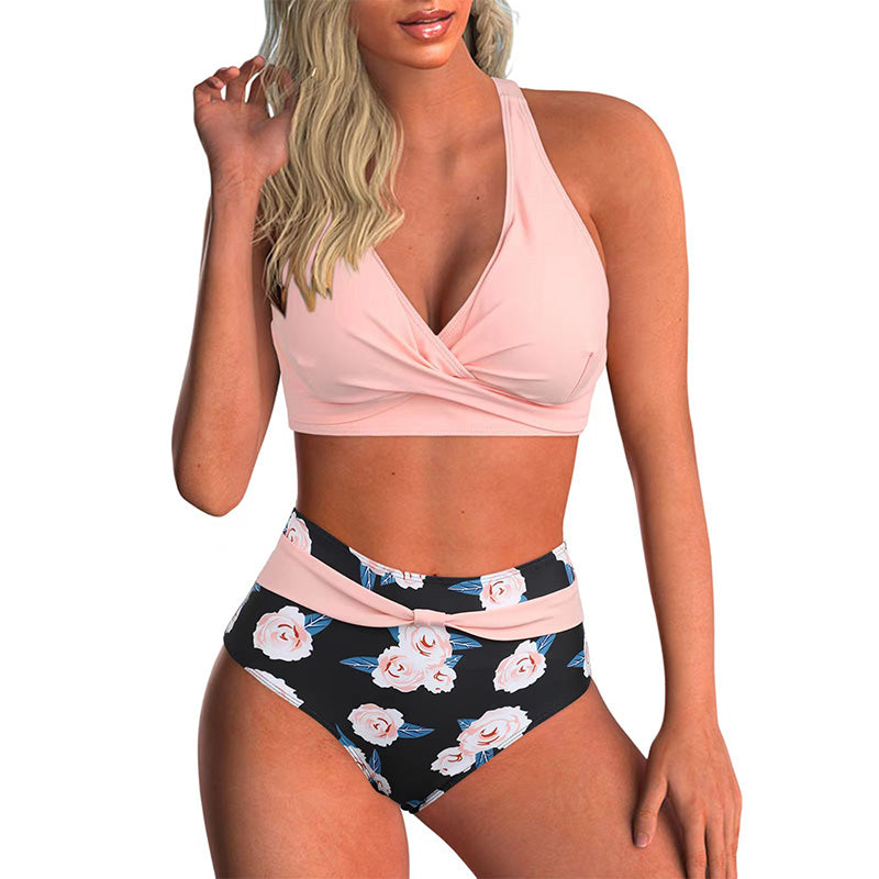 Striped high waist bikini
