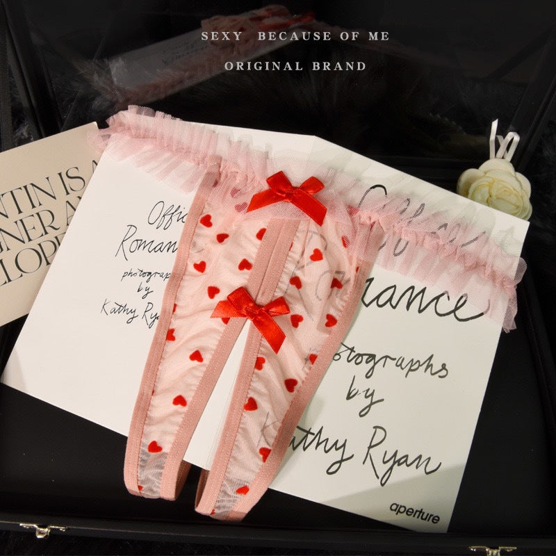 Heart-Patterned Mesh Panties
