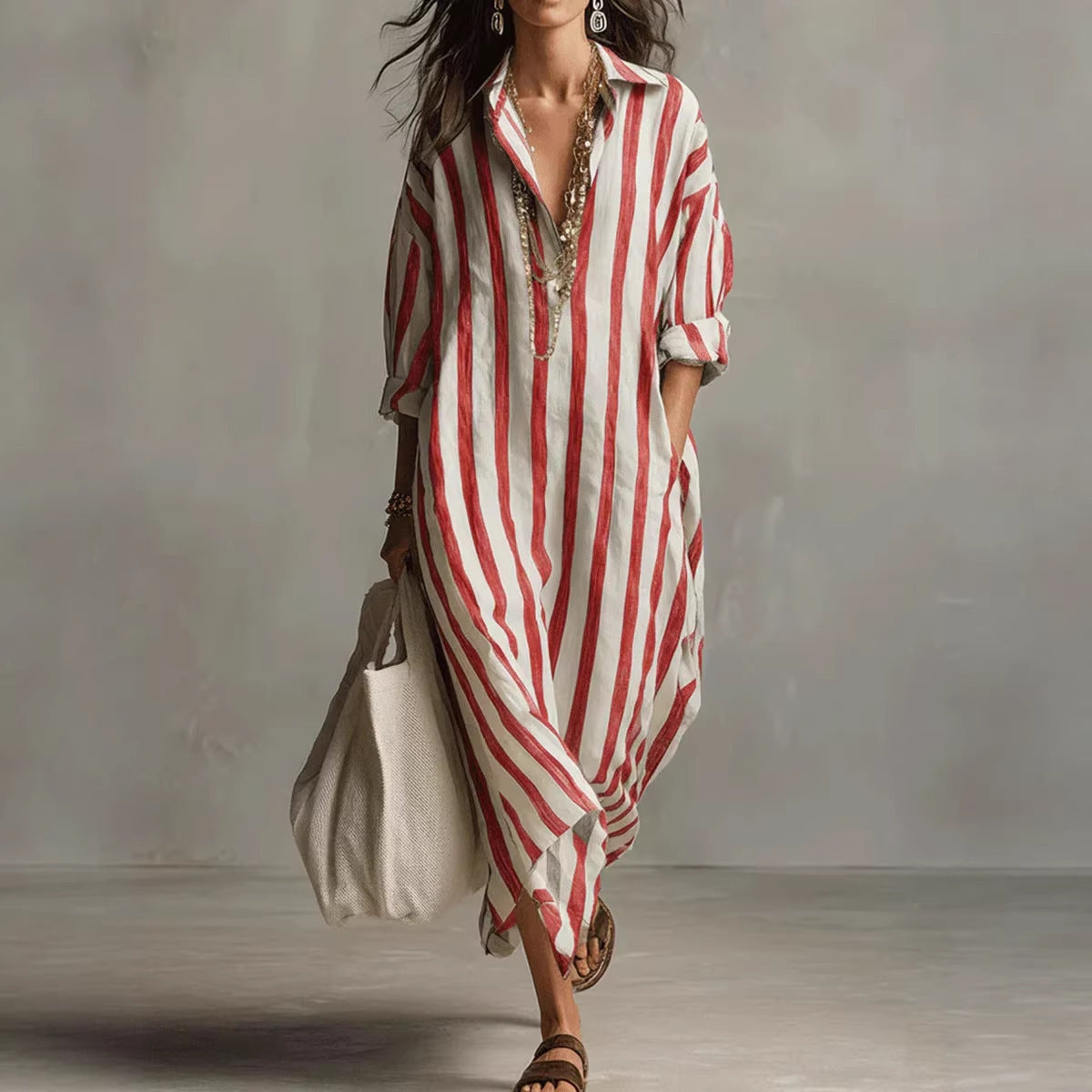 LunaFlow™ Striped Shirt Dress