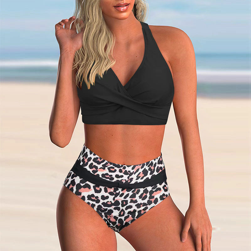 Striped high waist bikini