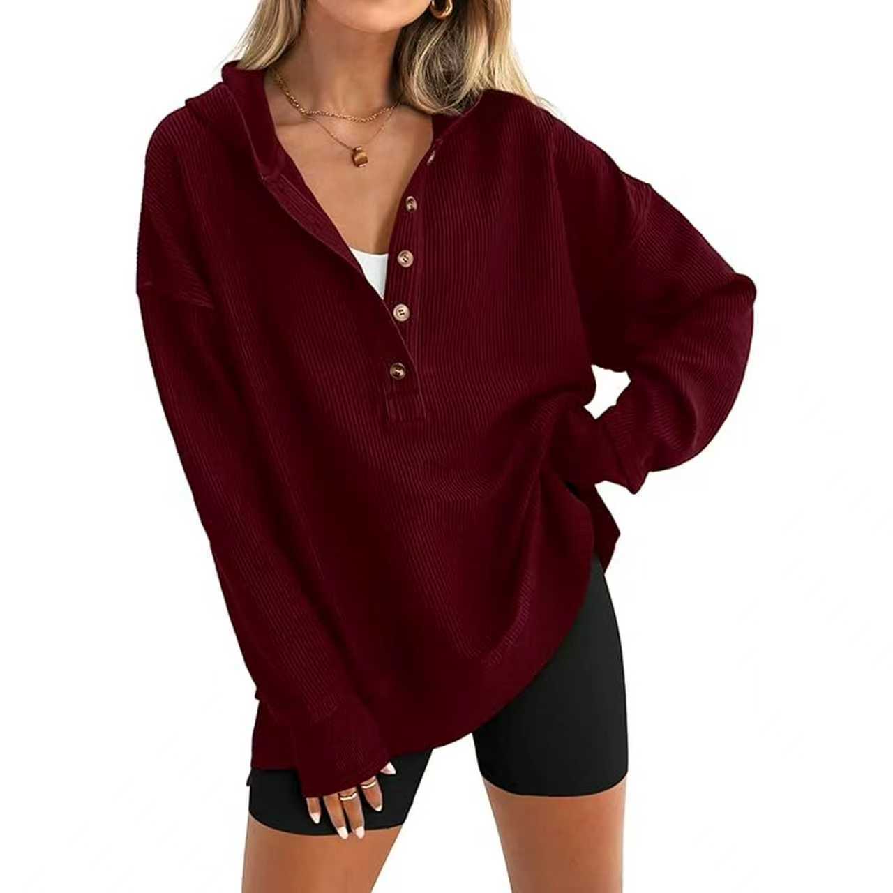 Women's Oversized V-Neck Pullover Sweatshirt
