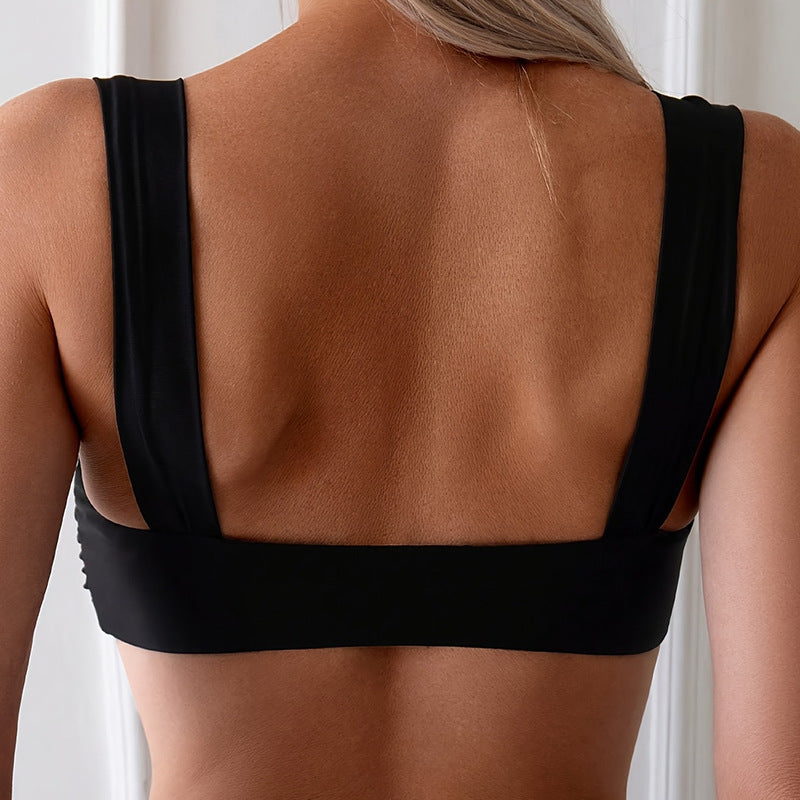 Two-piece swimsuit solid color U-shaped sexy top