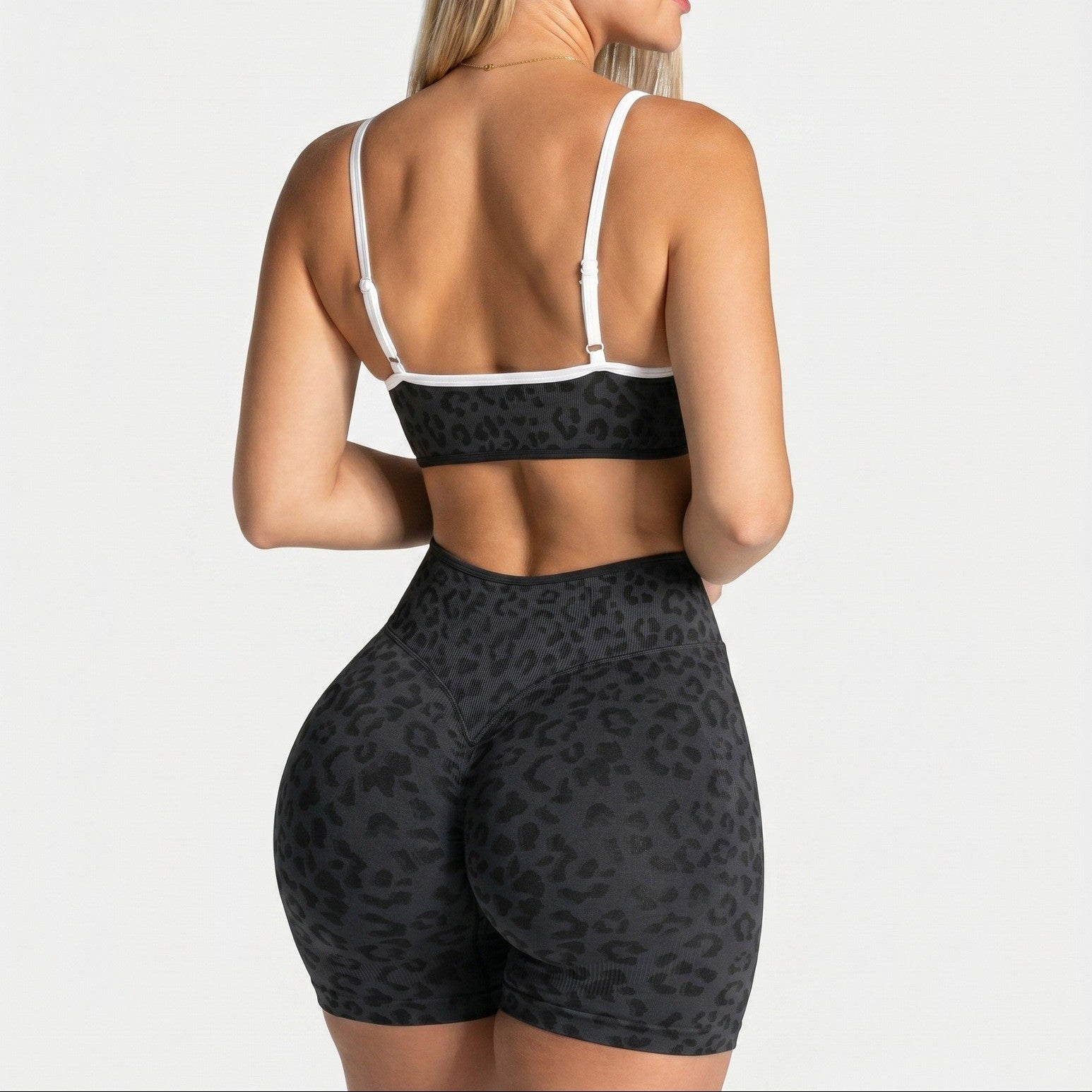 Seamless Leopard Print High Waist Workout Shorts