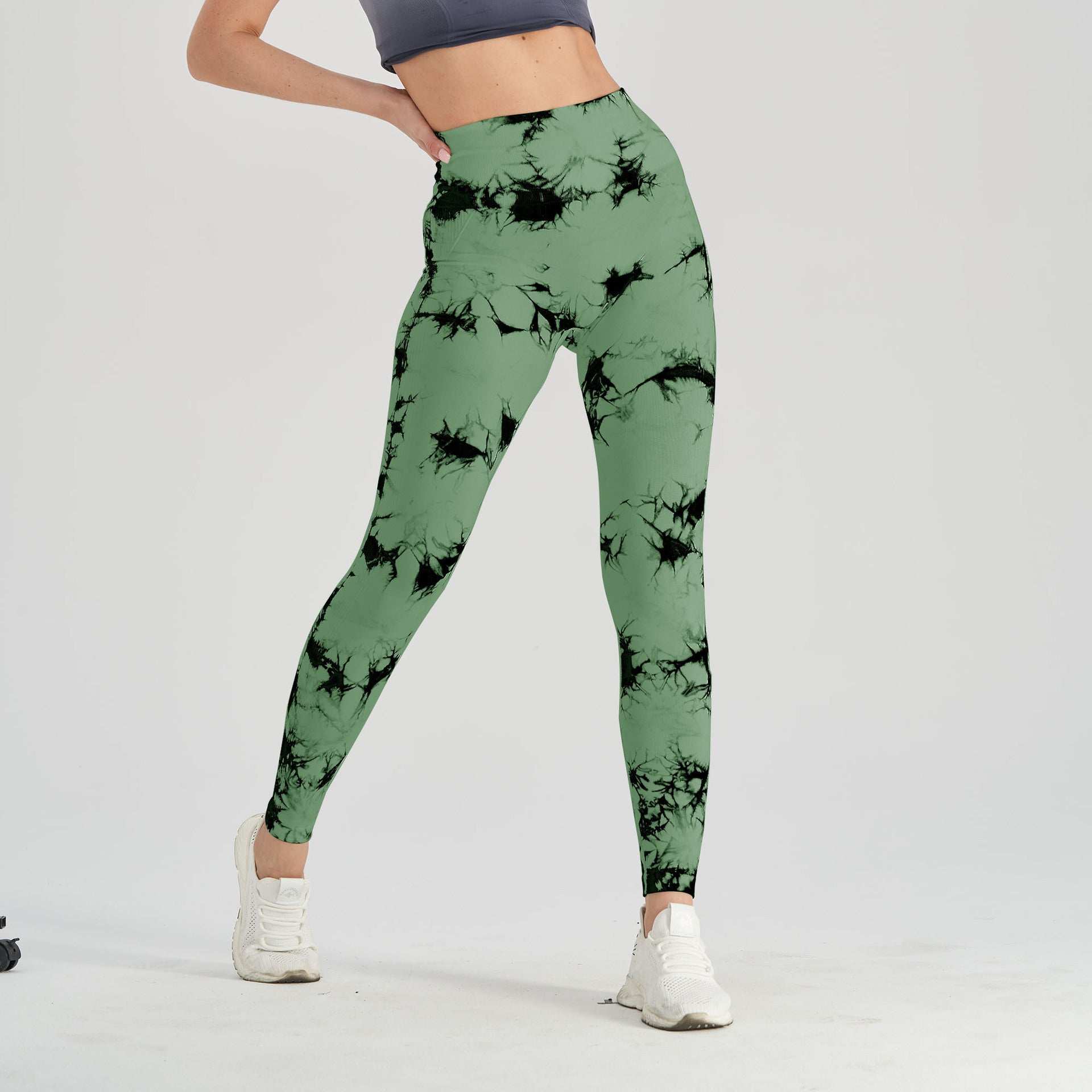 Women's High-Waist Tie-Dye Seamless Sports Running Leggings