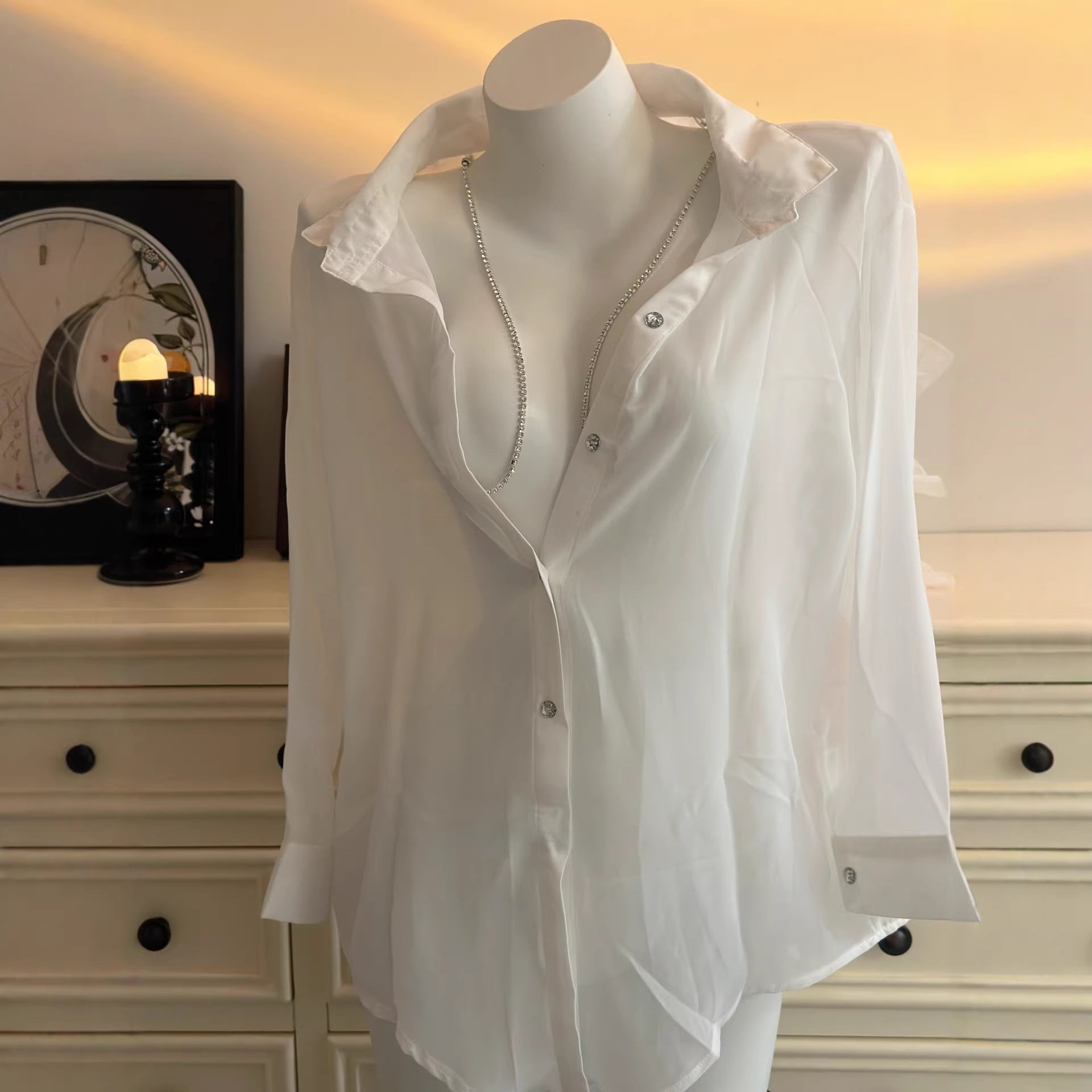 Cloud Mist Sheer Shirt Dress