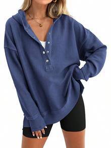 Women's Oversized V-Neck Pullover Sweatshirt