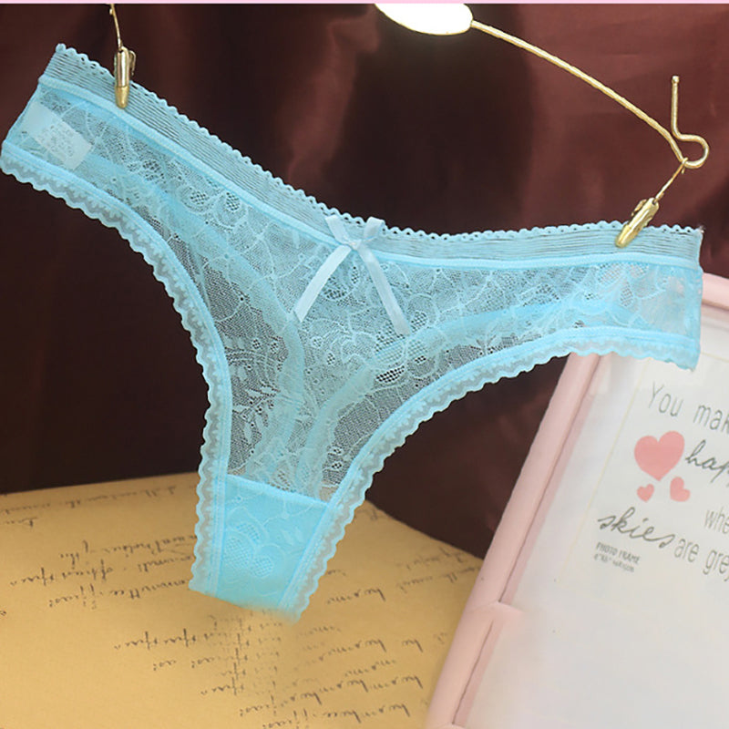 Lace transparent temptation bowknot panties
