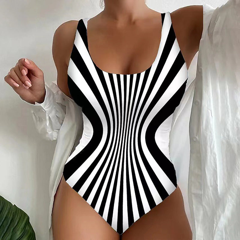 Sexy suspender striped bikini