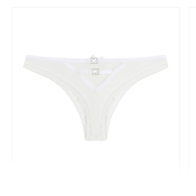 Deep V Diamond Transparent Low-Rise Bowknot Briefs