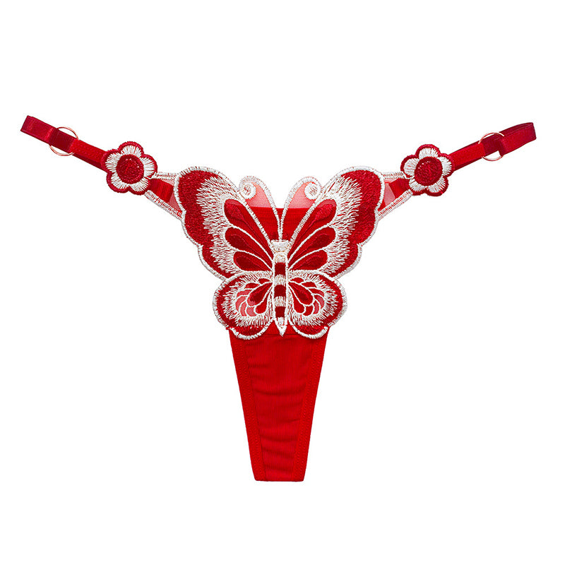 Butterfly embroidery thong