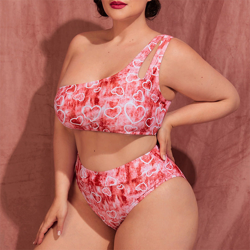One-shoulder printed oversized swimsuit
