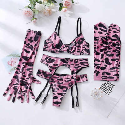 Printed Mesh Bra Set