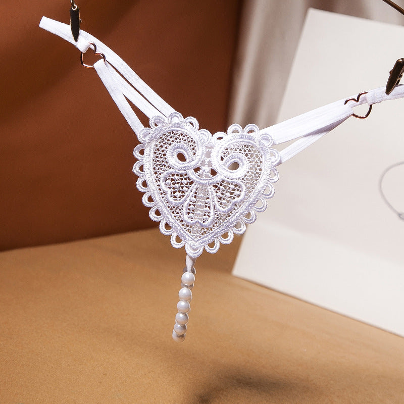 Pearl Heart Embellished Thong