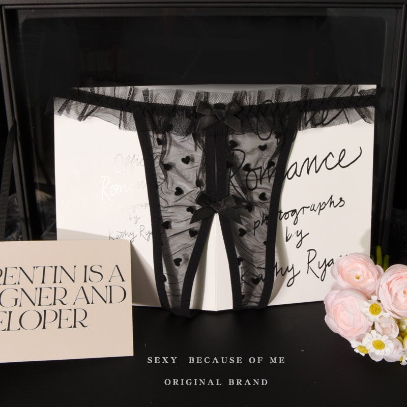 Heart-Patterned Mesh Panties