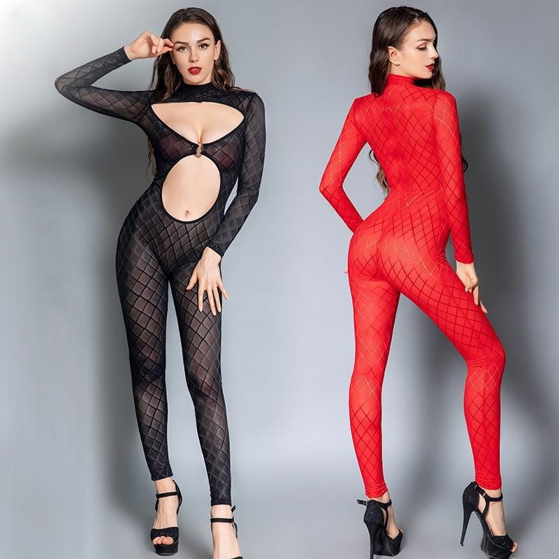 Long-sleeved zip-up bodysuit
