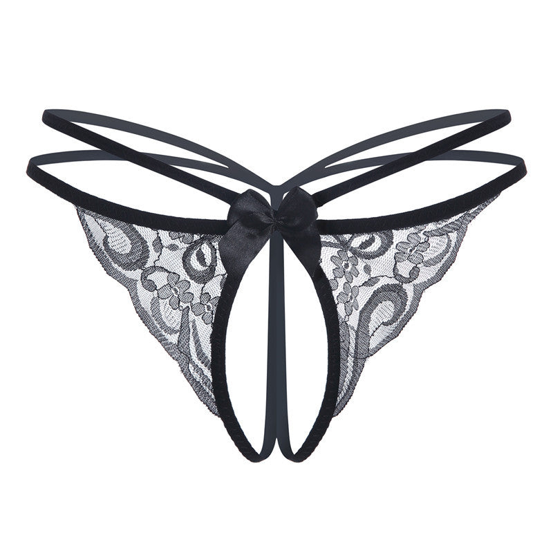 Lace transparent temptation open crotch free T pants