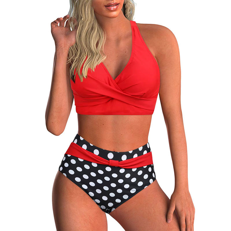 Striped high waist bikini