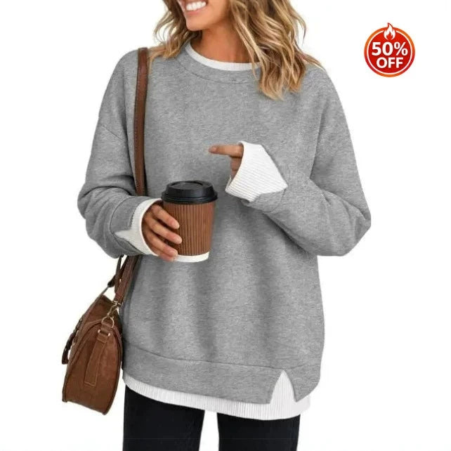 Women's Crew Neck Long Sleeve Relaxed Fit Pullover Sweatshirt