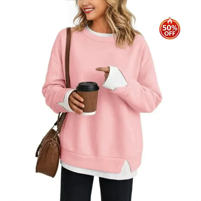 Women's Crew Neck Long Sleeve Relaxed Fit Pullover Sweatshirt