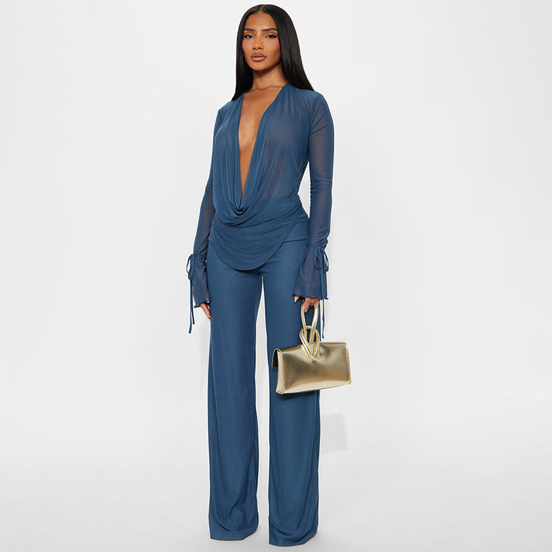LunaFlow™ Draped Wide Leg Jumpsuit