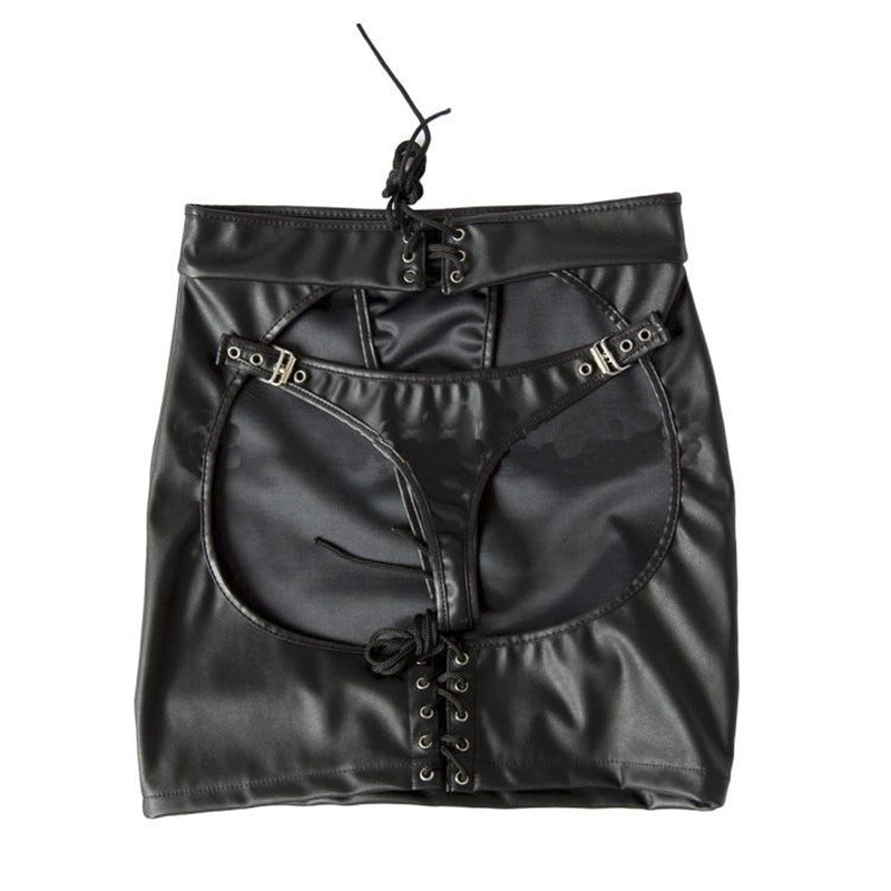 Patent leather hollow skirt