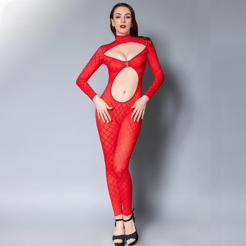 Long-sleeved zip-up bodysuit