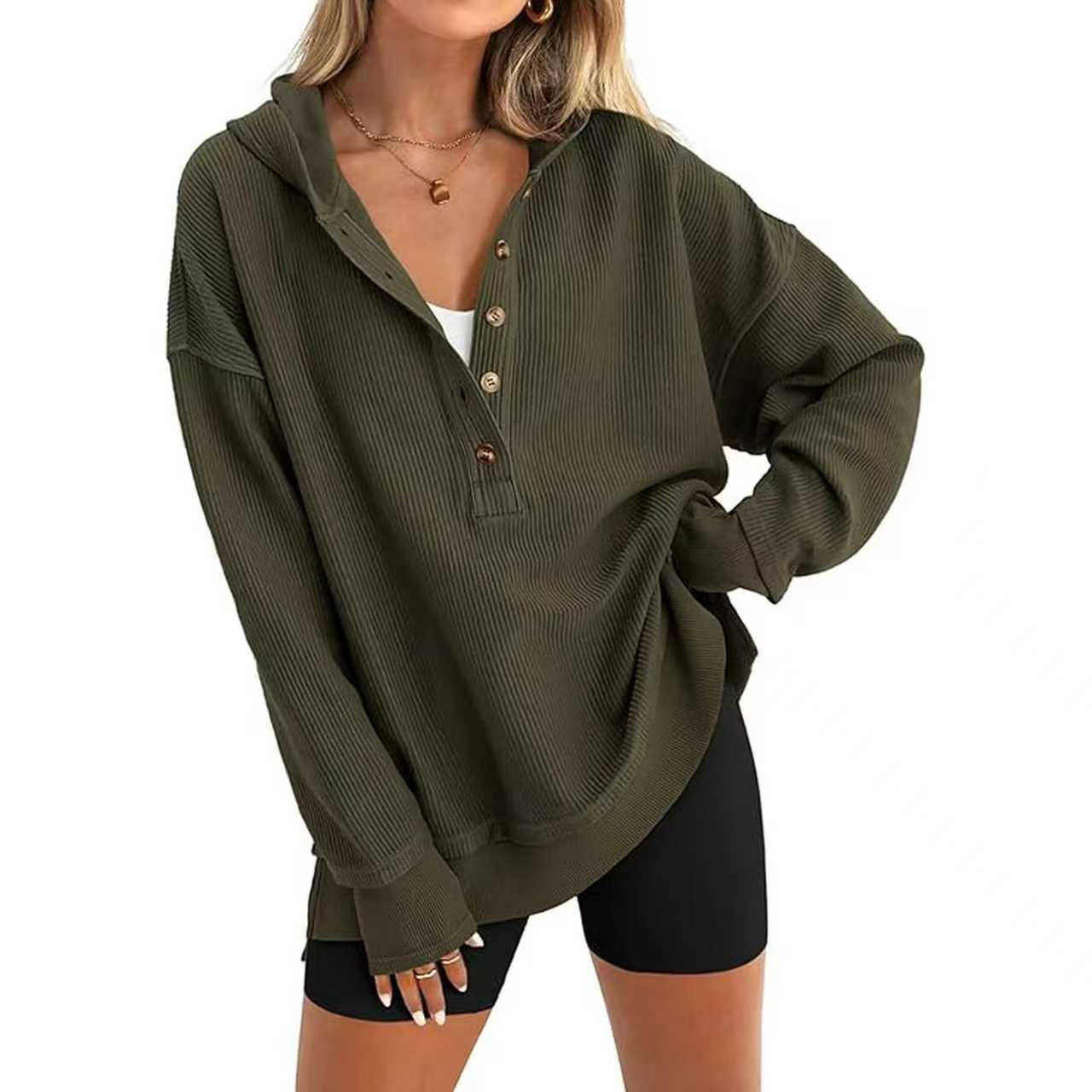Women's Oversized V-Neck Pullover Sweatshirt