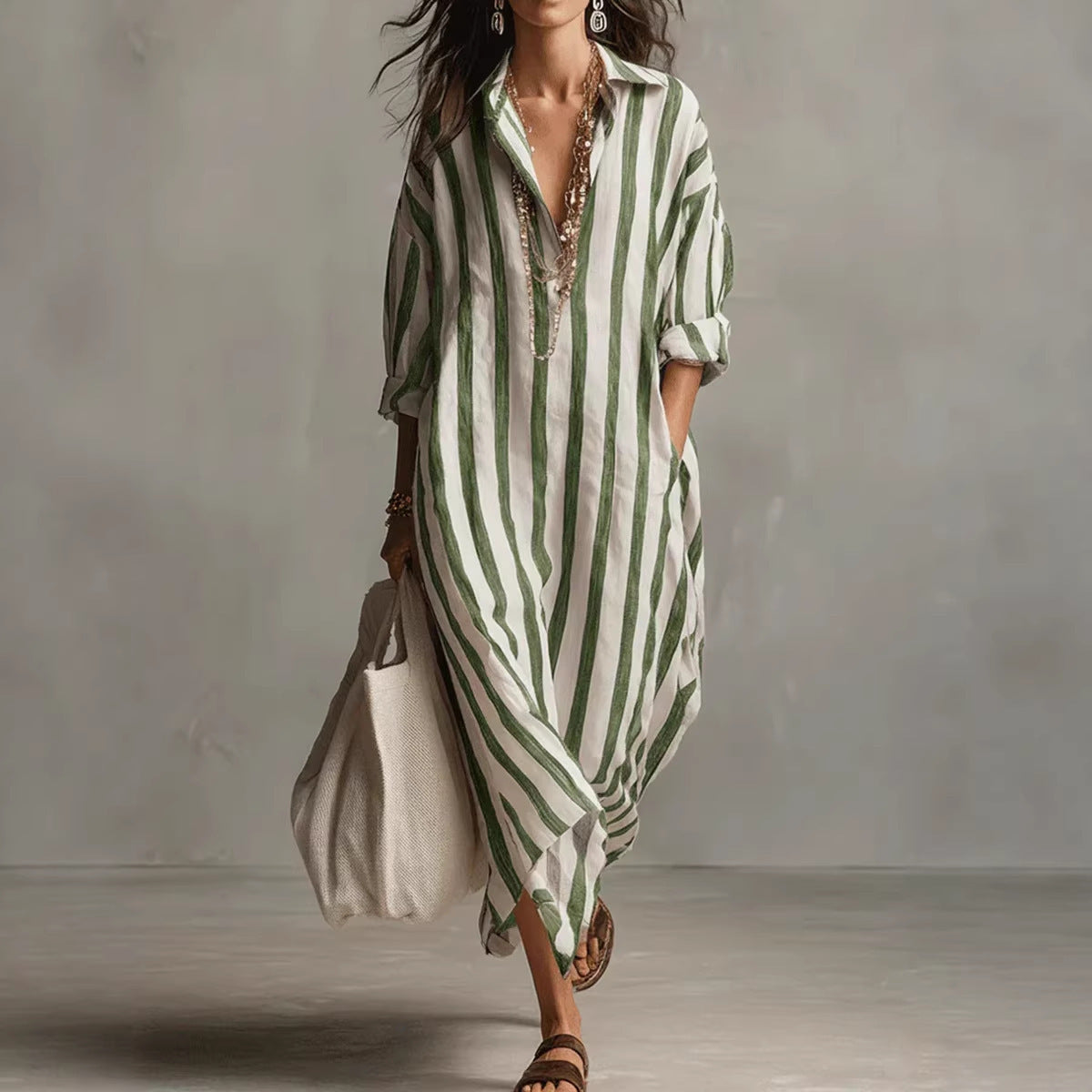 LunaFlow™ Striped Shirt Dress
