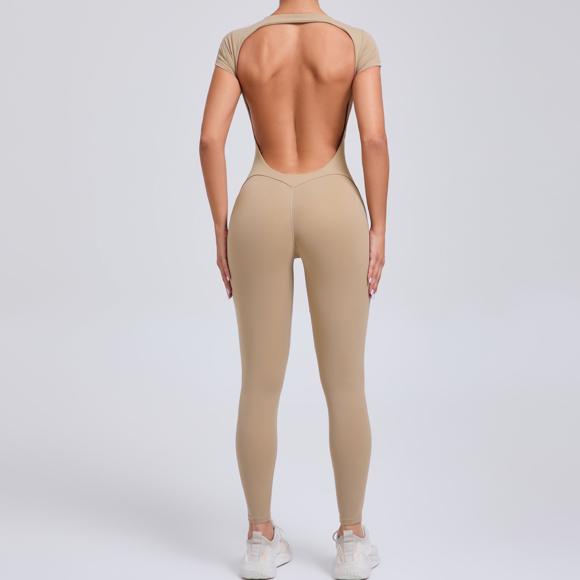 Women's Short Sleeve Backless Slim Fit Yoga Romper 89071