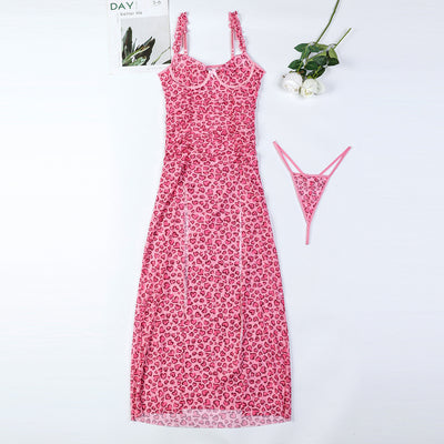 Pink Heart Long Dress Two-piece Set